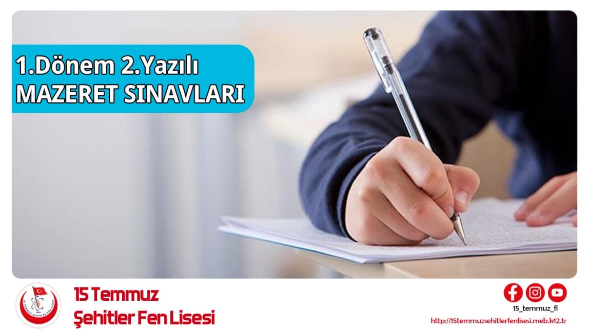 1.Dönem 2.Yazılı Mazeret Sınavları